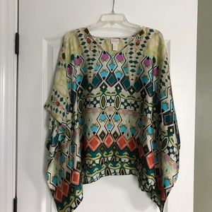 Chico’s silk poncho geometric pattern